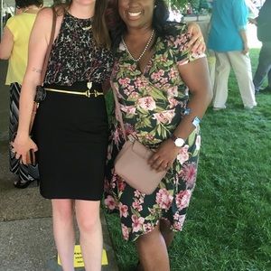 Green & pink floral wrap dress 2x